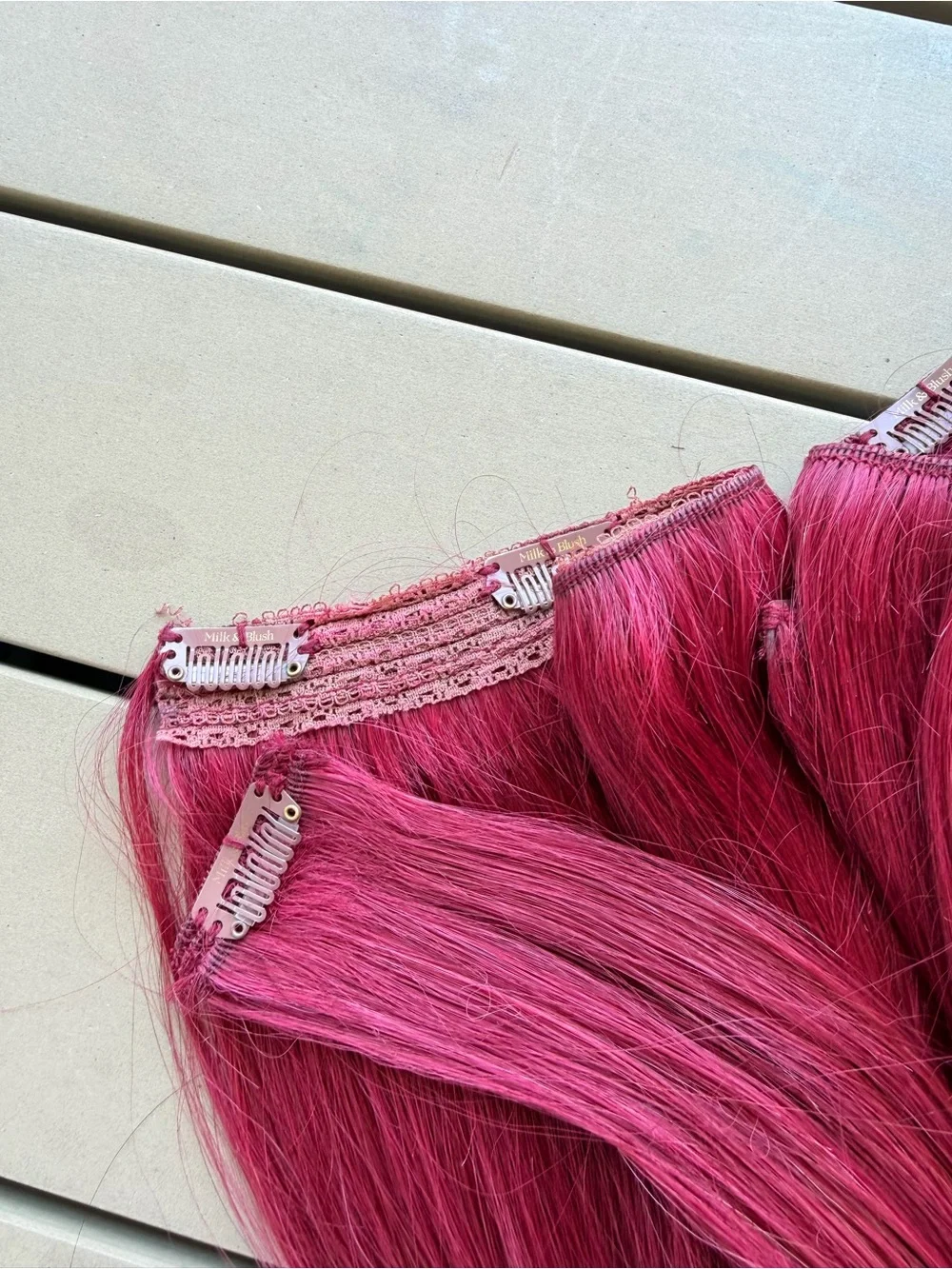 Milk & Blush Cherry Red Clip In Hair Extensions